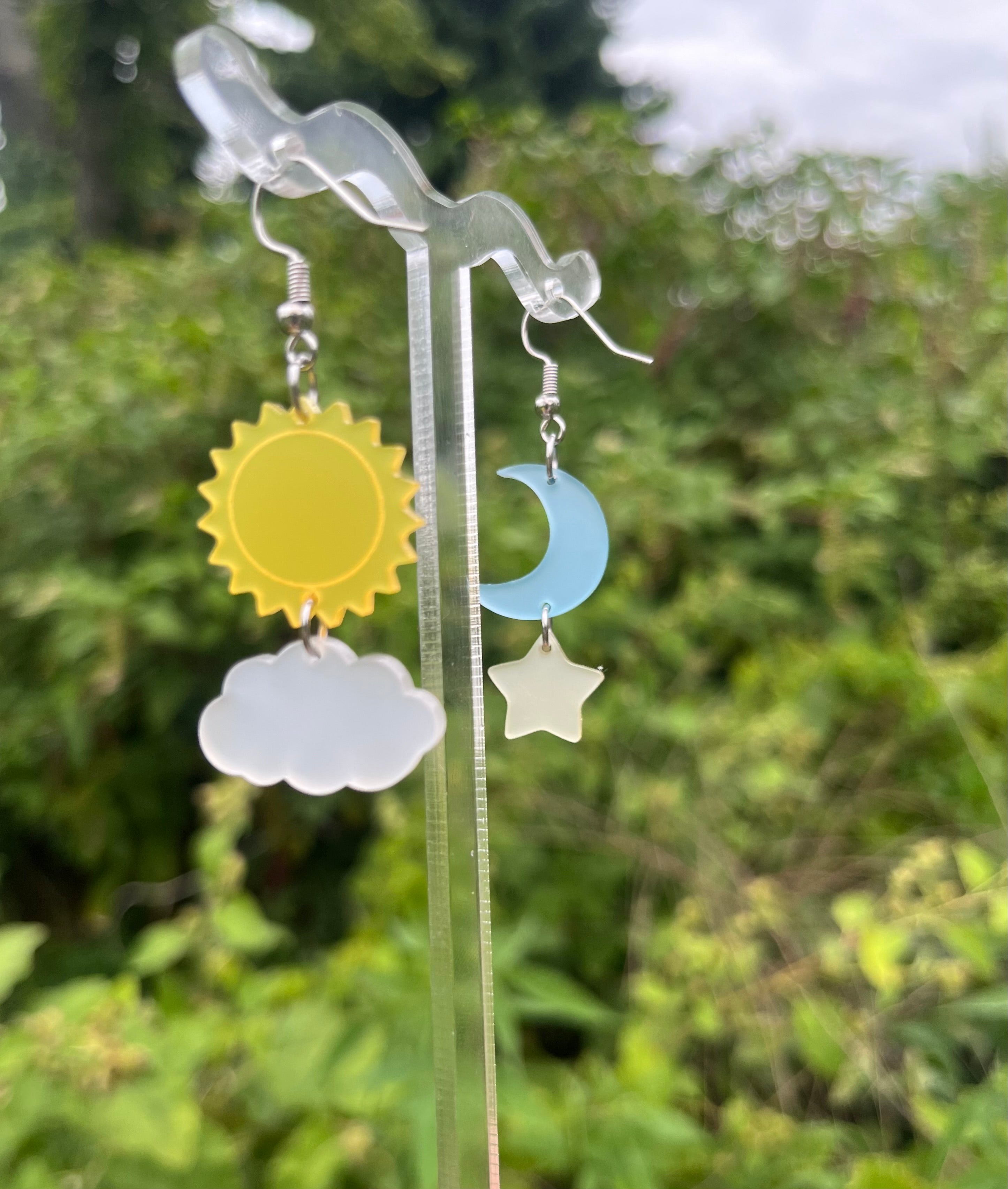 Sun, Moon, & Stars Acrylic Dangle Earrings