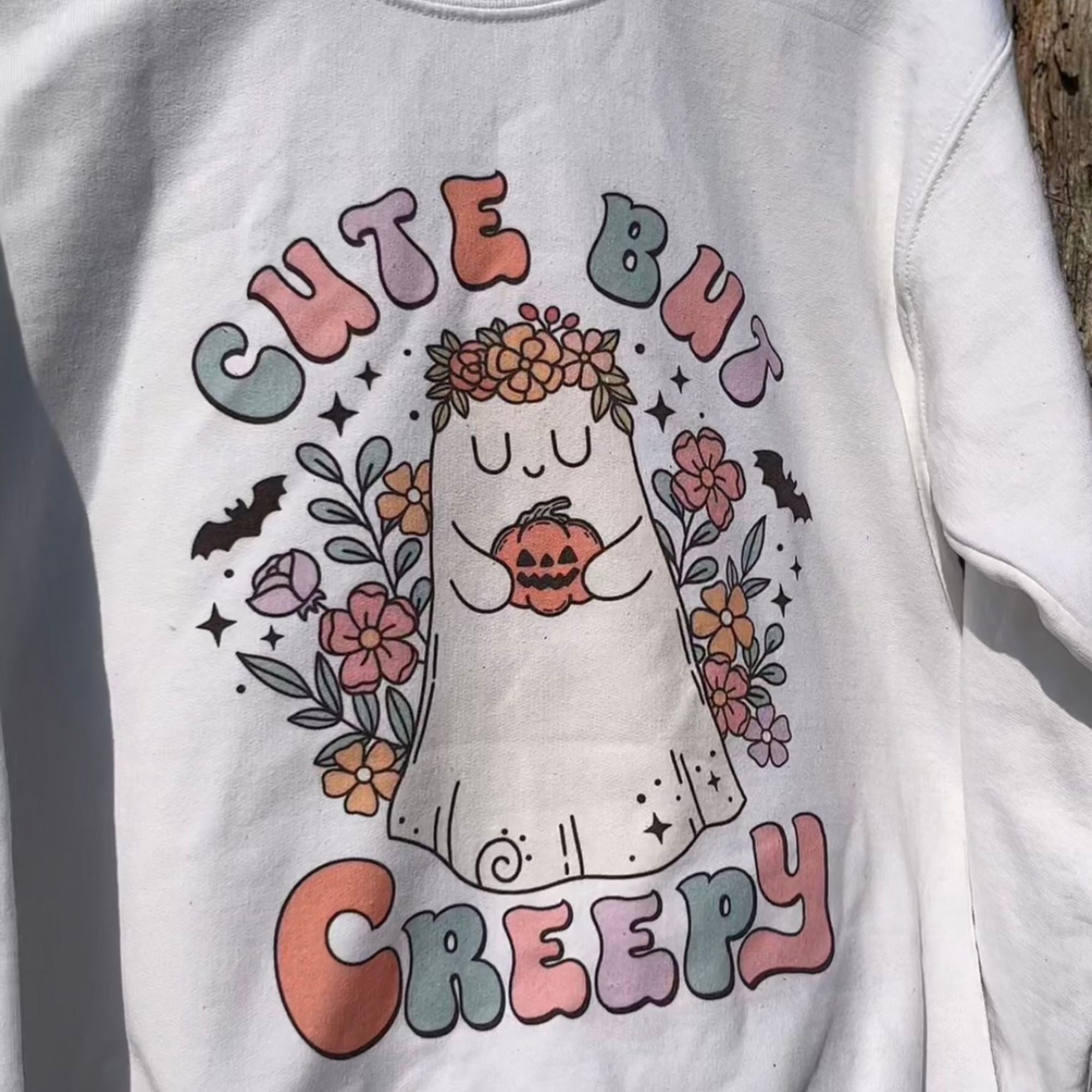 Cute But Creepy Retro Spooky Season Pullover Crewneck Sweatshirt