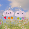 Rainbow Raindrop Cloud Acrylic Dangle Earrings