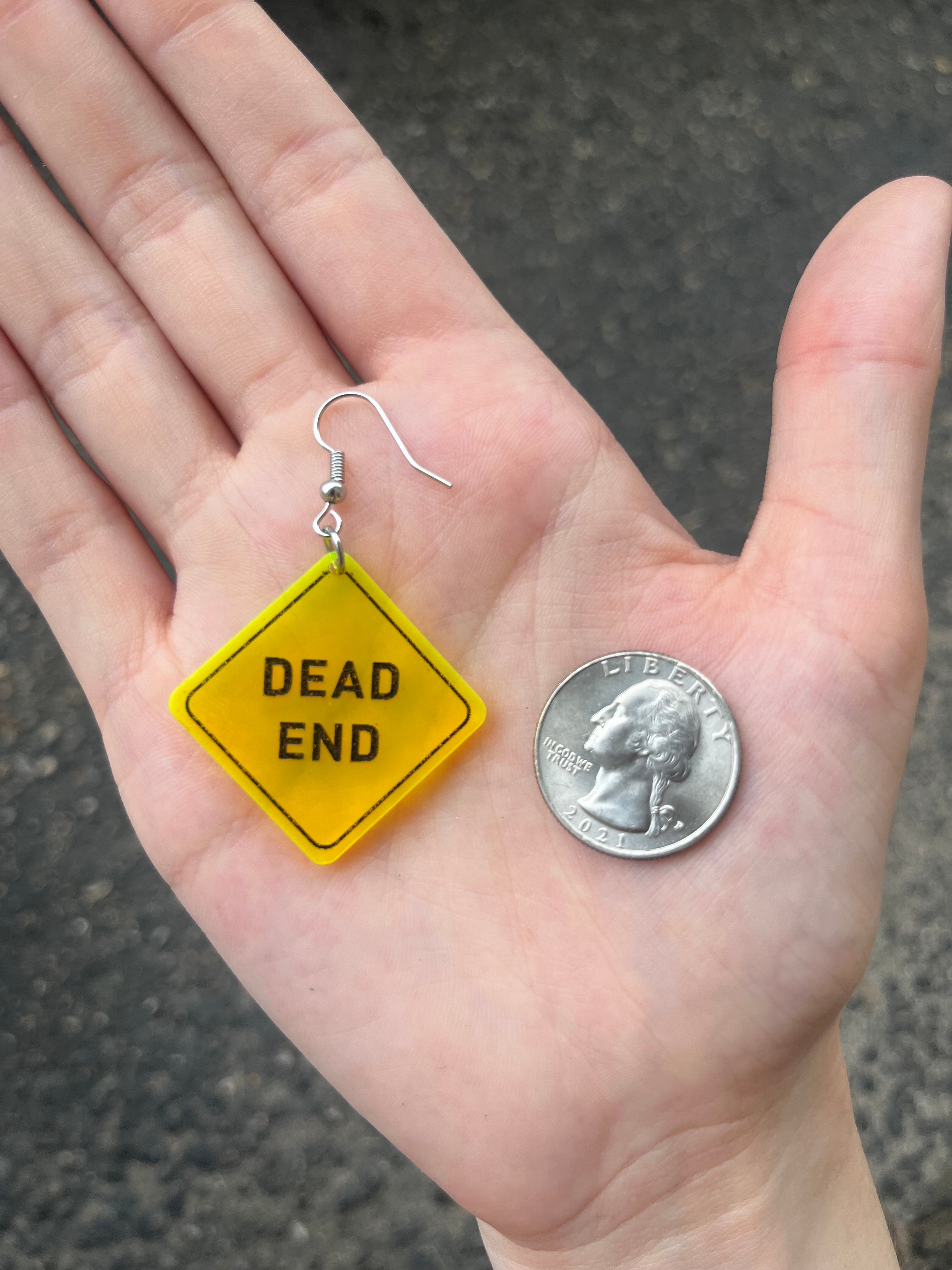 Dead End Road Sign Acrylic Earrings