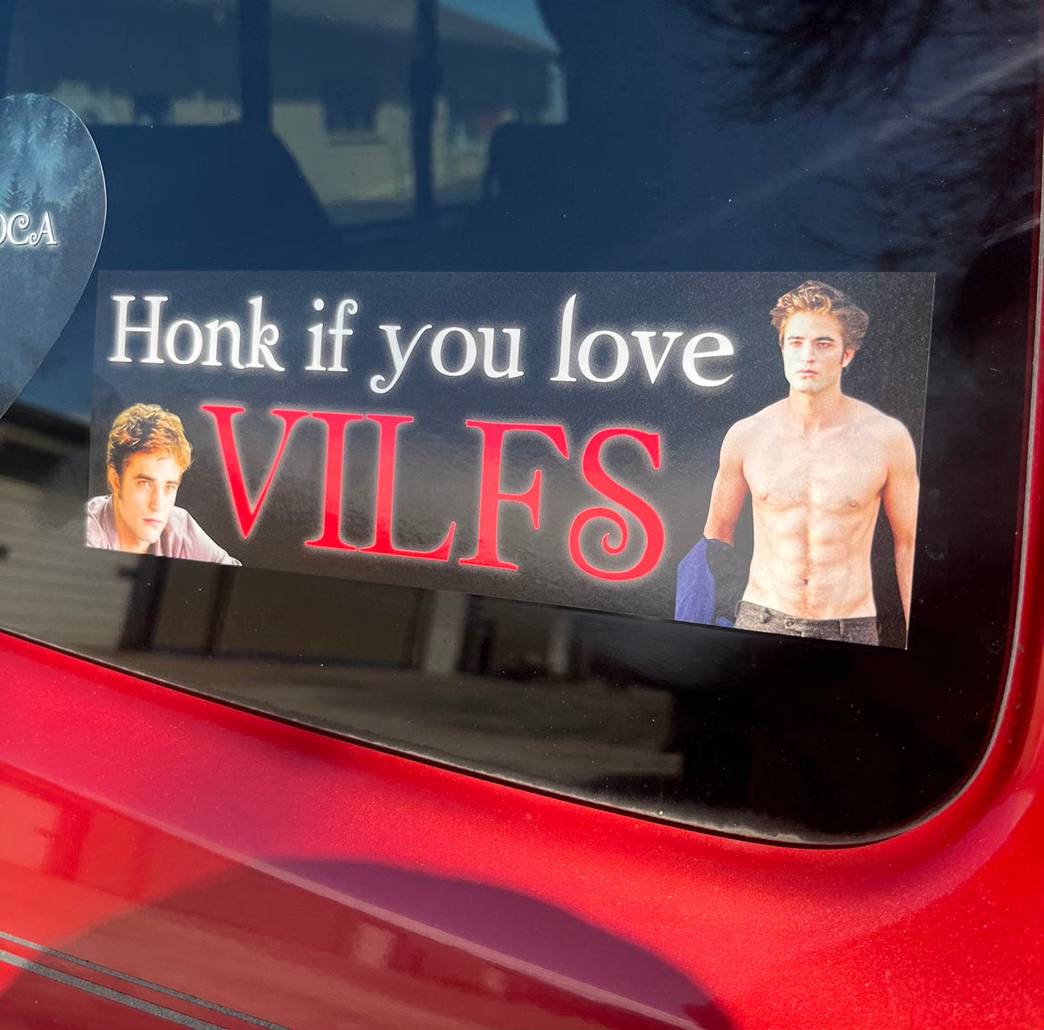  “Funny vinyl bumper sticker that says ‘Honk if you love VILFS’ — waterproof and UV-protected, perfect for cars.”
