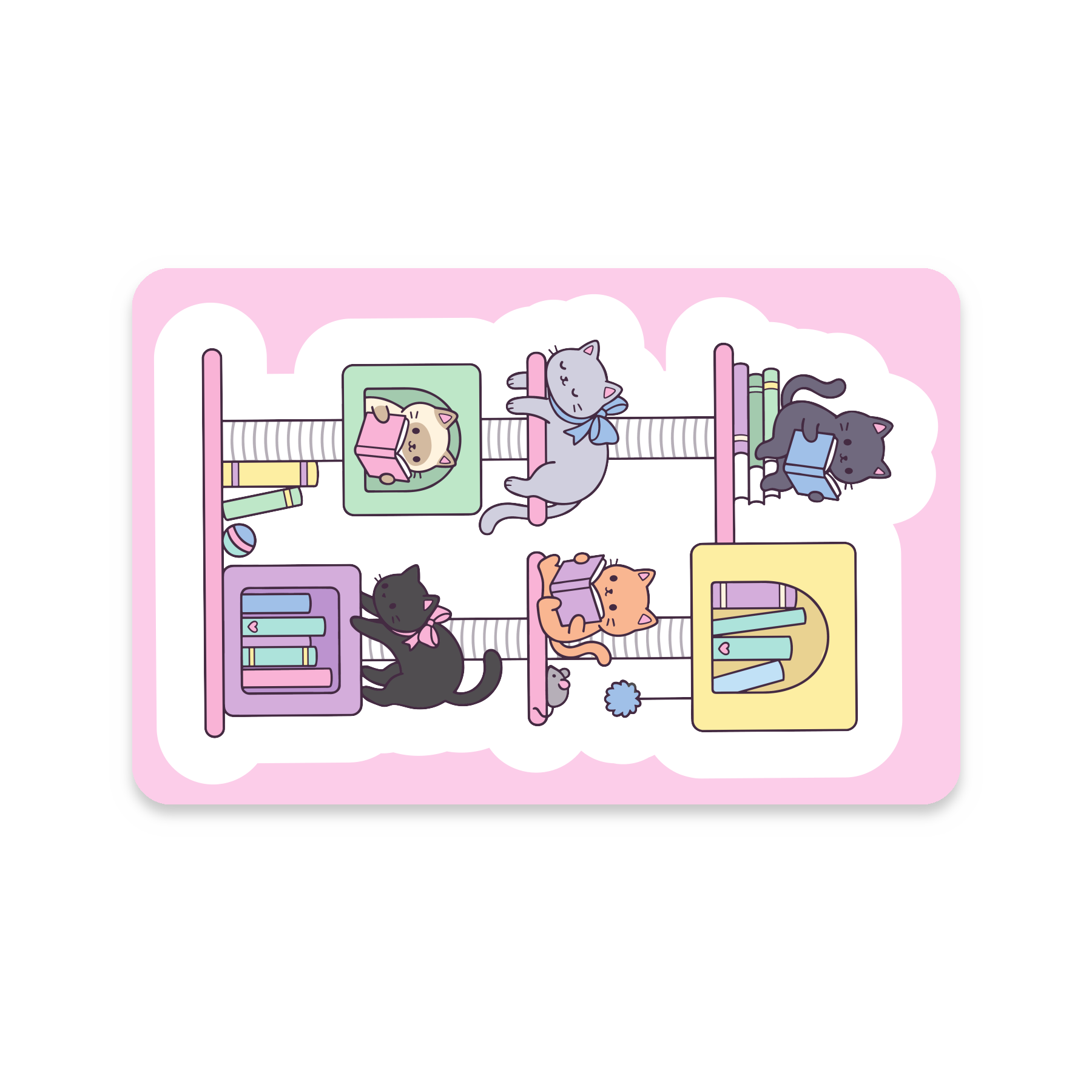 Cat Tree Sticker, approximately 3 × 3 inches