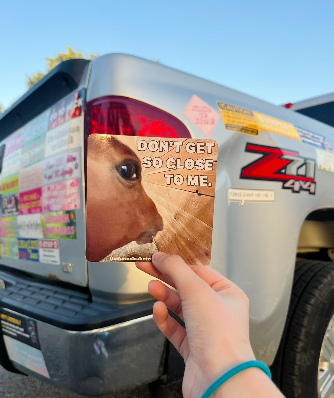 Don't get so close to me funny horse sticker