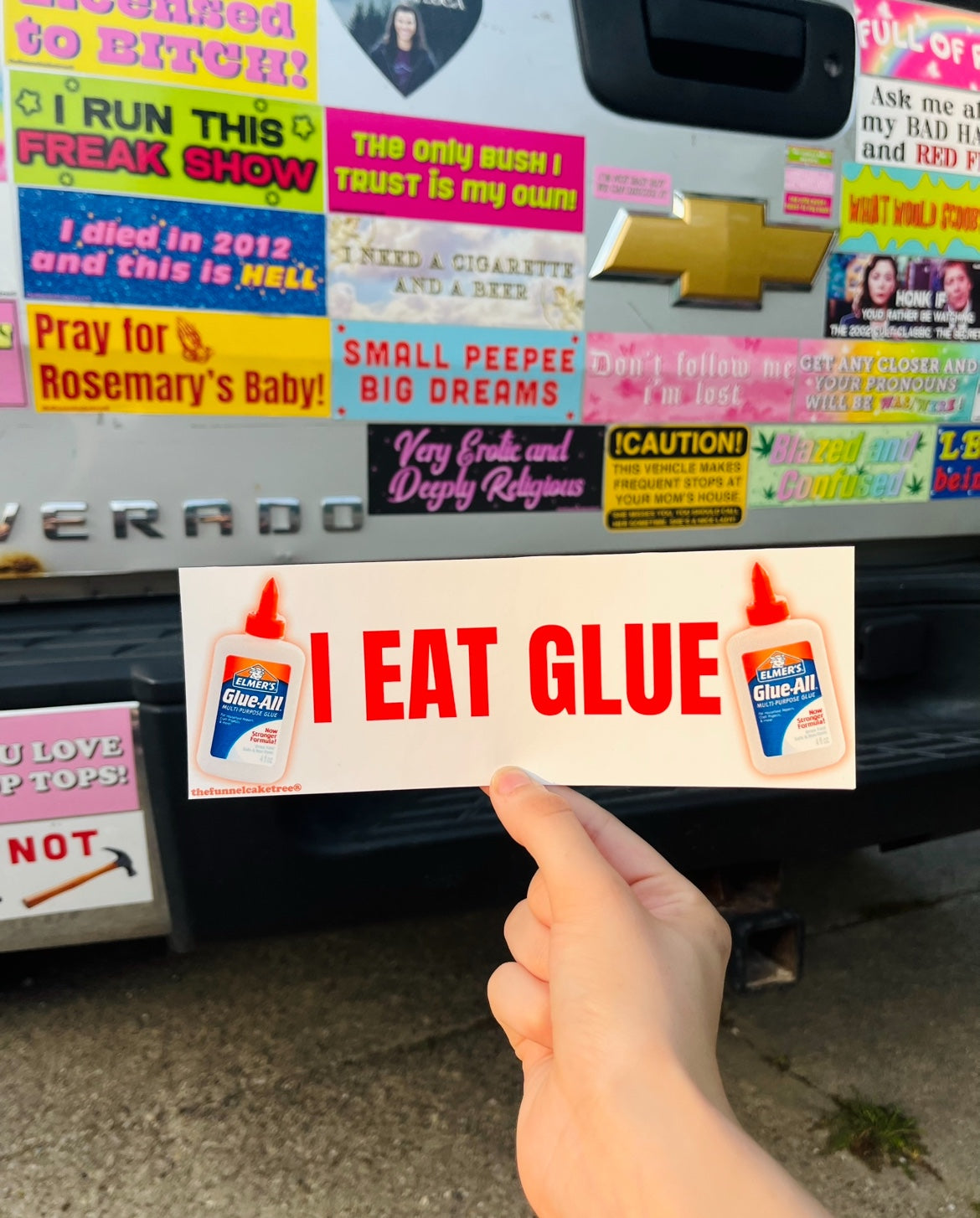 I Eat Glue funny bumper sticker