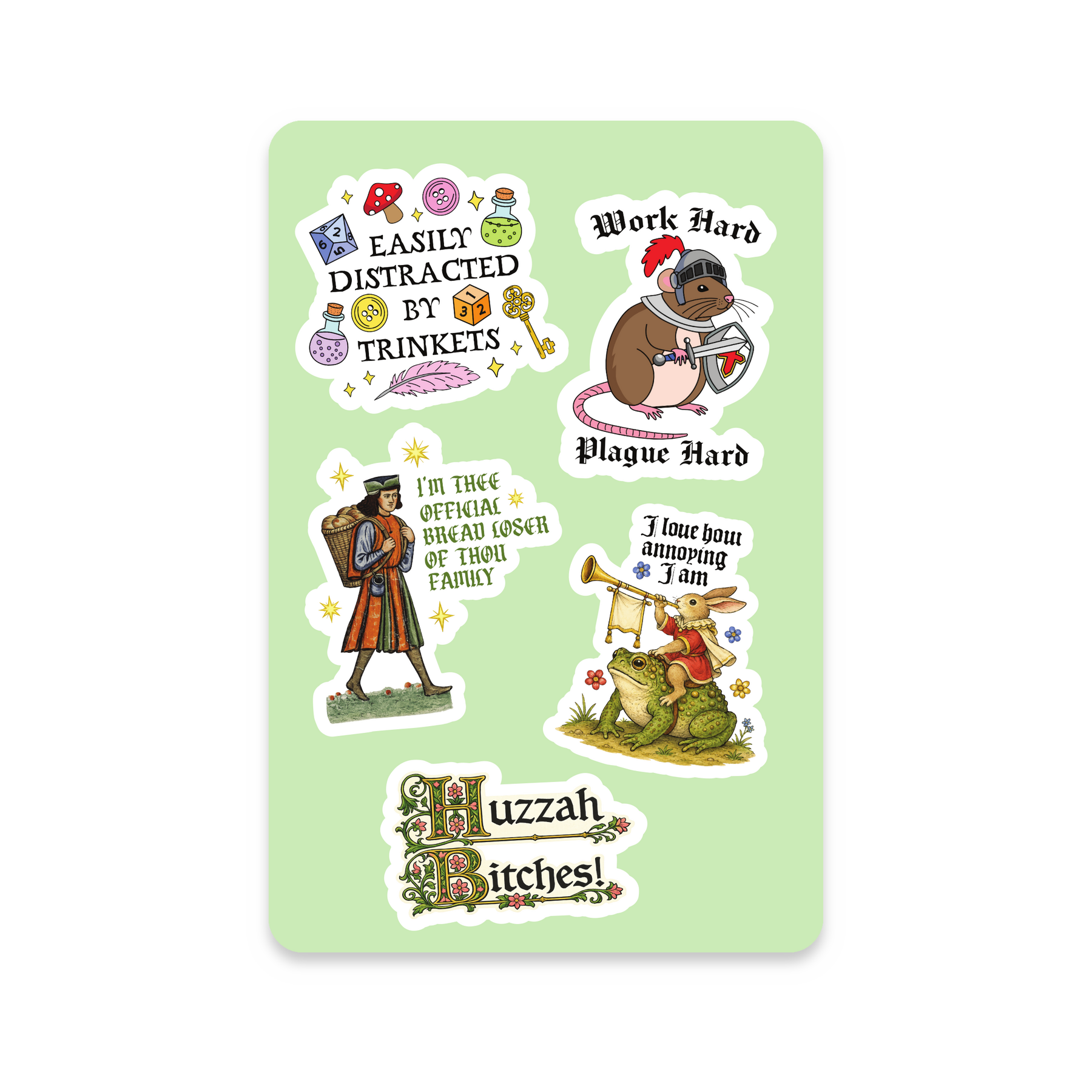 Medieval Meme Sticker Sheet on white background