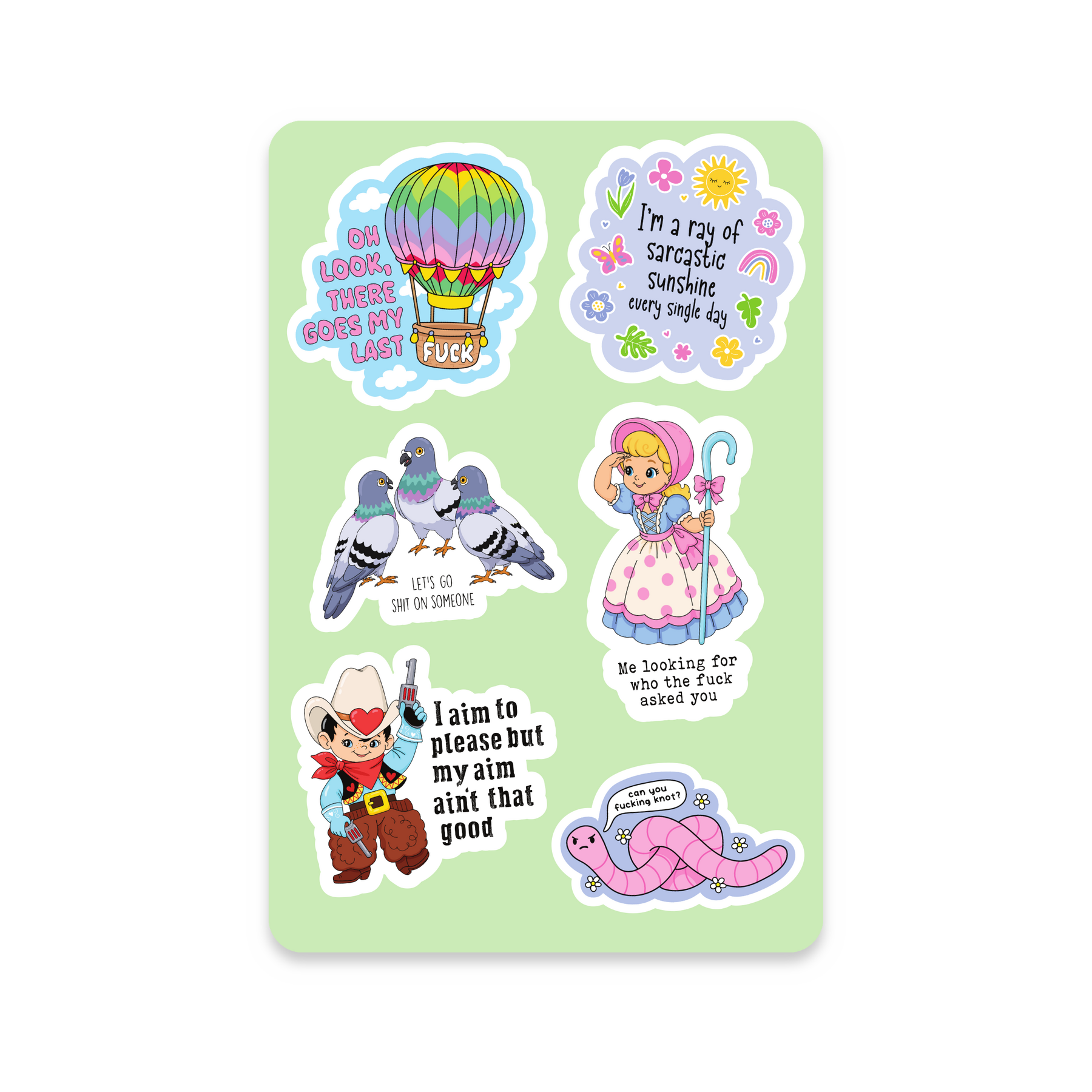 Sarcastic Sunshine Sticker Sheet on white background