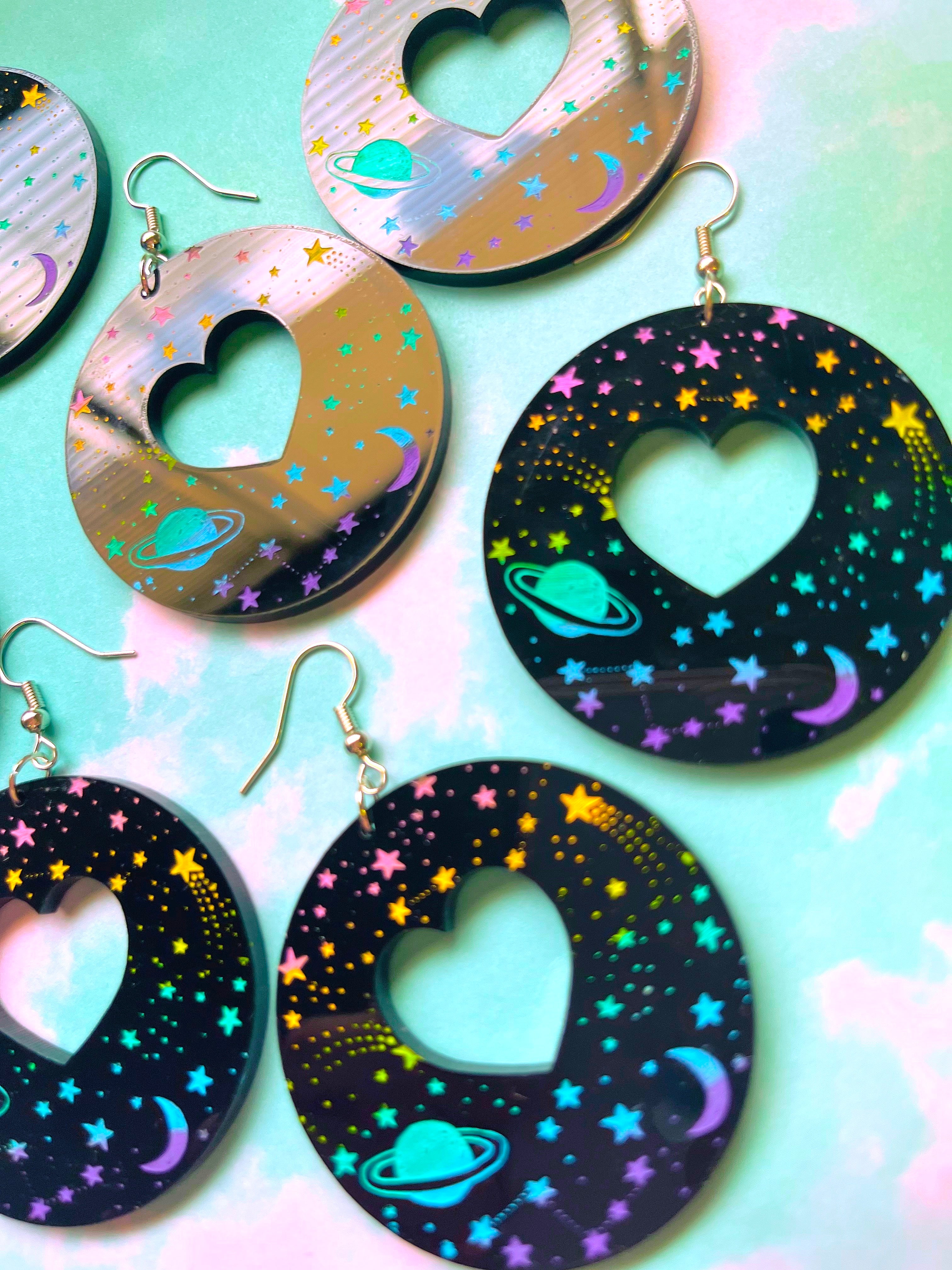 Rainbow Galaxy Earrings 🪐🌈
