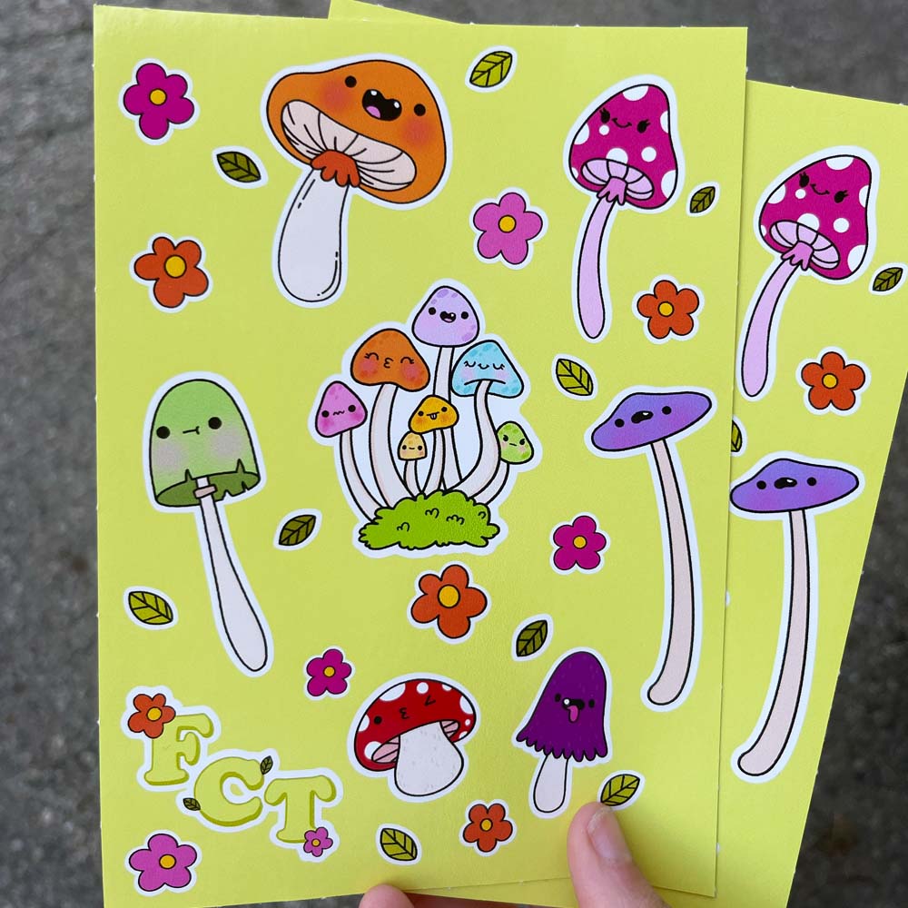 Kawaii Mushroom Sticker Sheet 🍄🍄