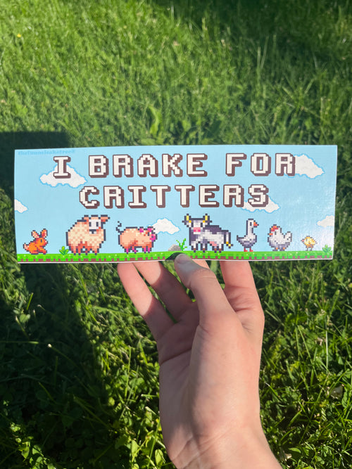 I brake for critters vinyl bumper sticker